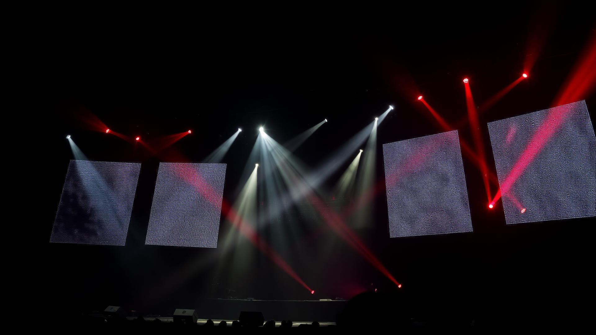 Concert stage with LED screens and professional lighting